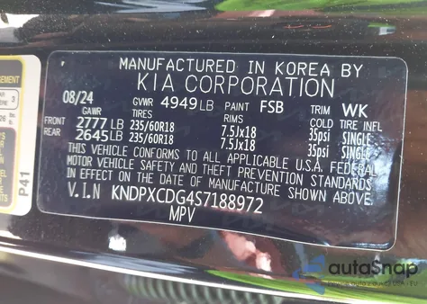 2025 Kia Sportage Hybrid Sx-Prestige z USA, uszkodzony, nr VIN KNDPXCDG4S7188972